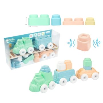    MOCHTOYS Play&Squish építőkocka dobozban 24 db-os puha építőjáték PASZTELL 