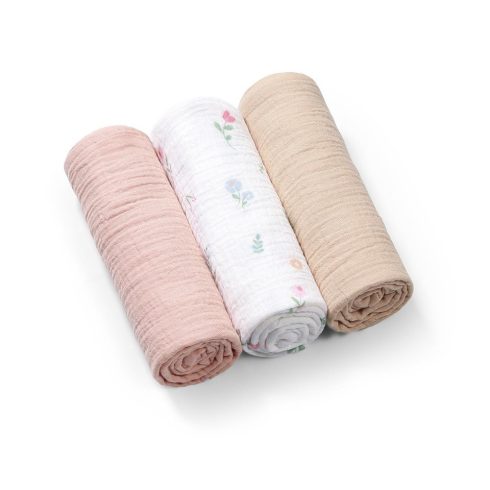 BabyOno textilpelenka színes 3db gyűrt muszlin puderrózsaszín 828/01