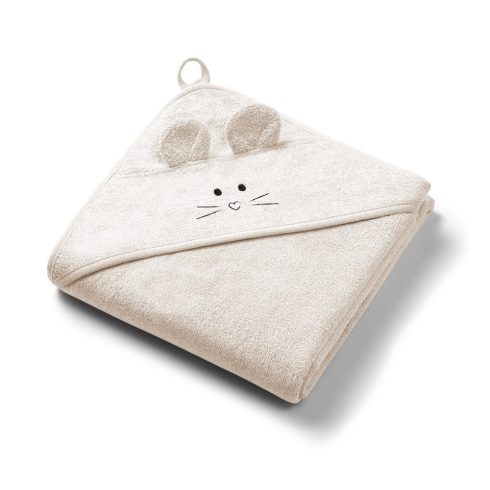 BabyOno fürdőlepedő kapucnis bambusz 100x100cm egérfülekkel krémszínű 1553/05